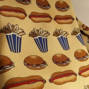 Silk Novelty Tie by Utopia hamburgers  hot dogs and fries fast food